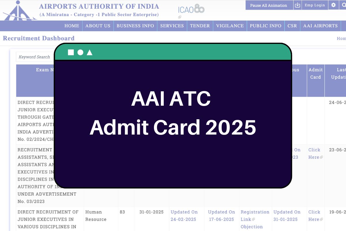 AAI ATC Admit Card 2025 (Soon): aai.aero Junior Executive Hall Ticket