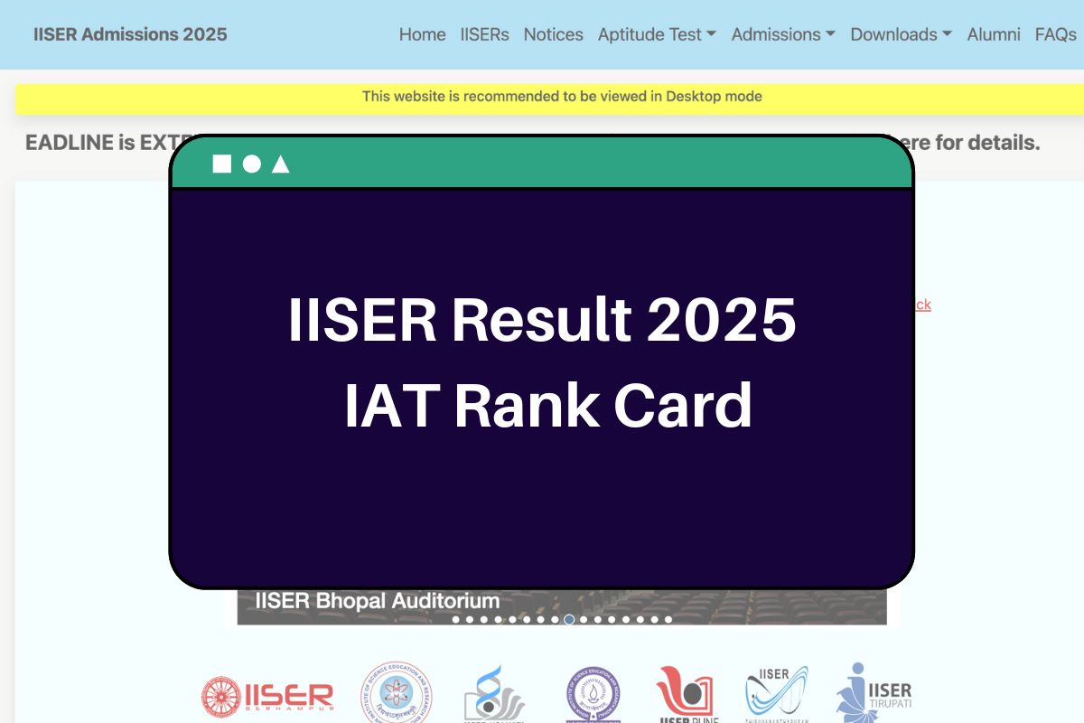 IISER Result 2025 (Soon): iiseradmission.in IAT Rank Card